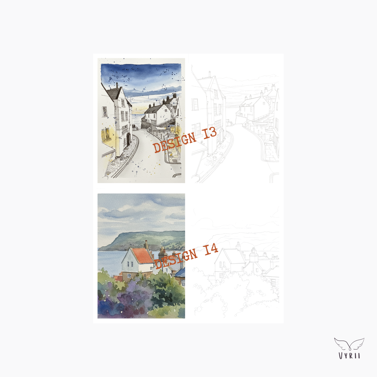 Colour Your Own Robin Hood's Bay Card