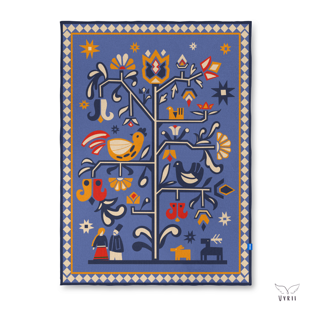 Throw "Tree of Life" - Blue