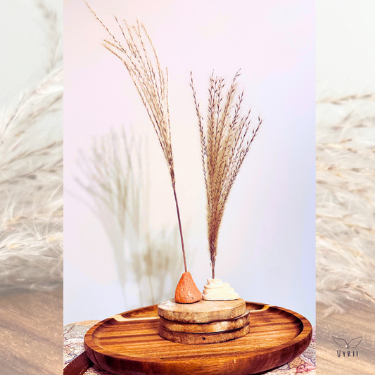 Miniature Vase Duo with Dried Grass