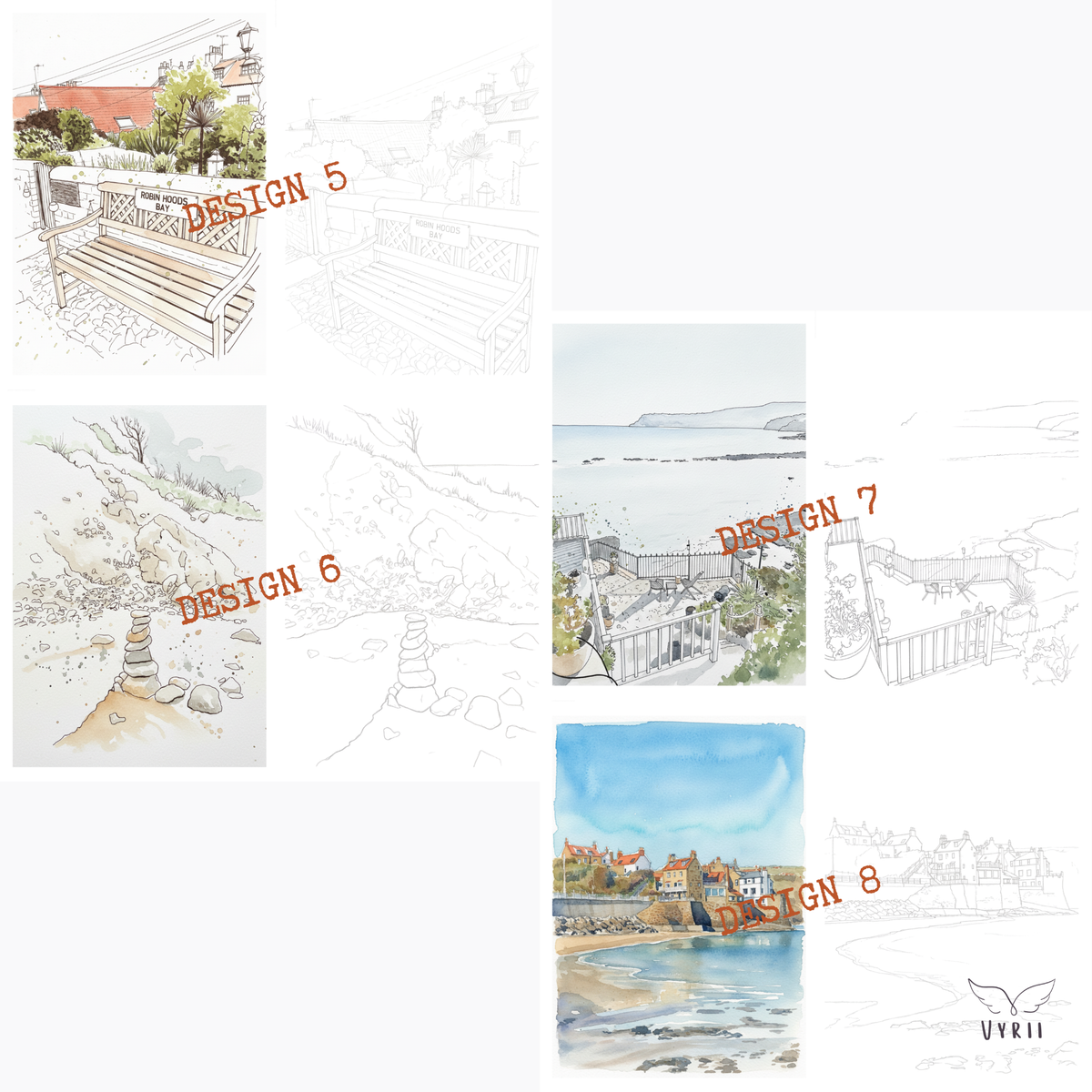 Colour Your Own Robin Hood's Bay Card