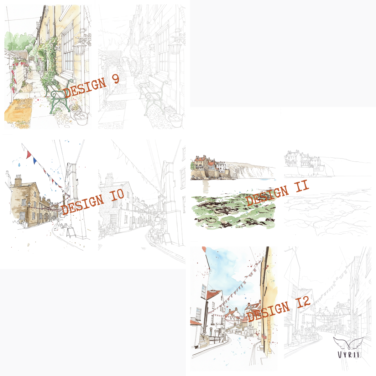 Colour Your Own Robin Hood's Bay Card