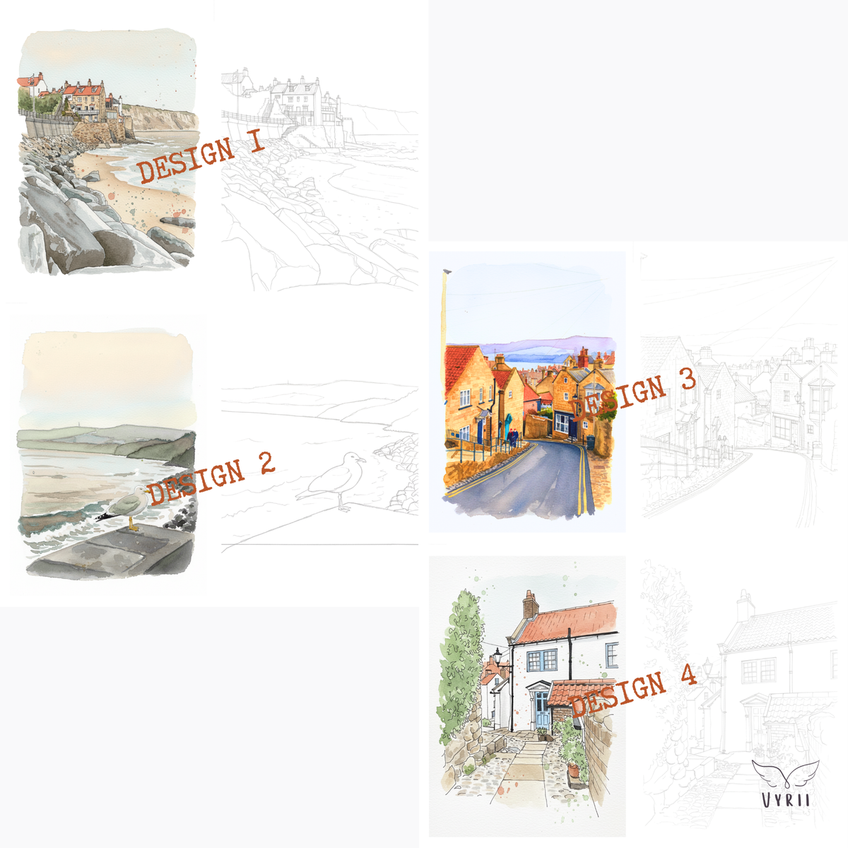 Colour Your Own Robin Hood's Bay Card
