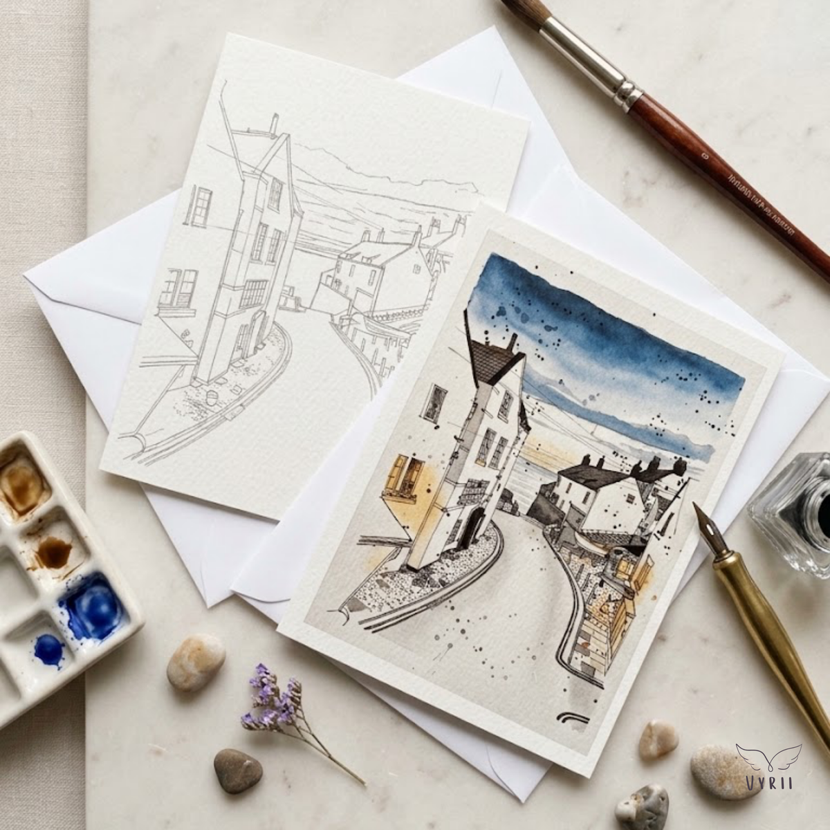 Colour Your Own Robin Hood's Bay Card