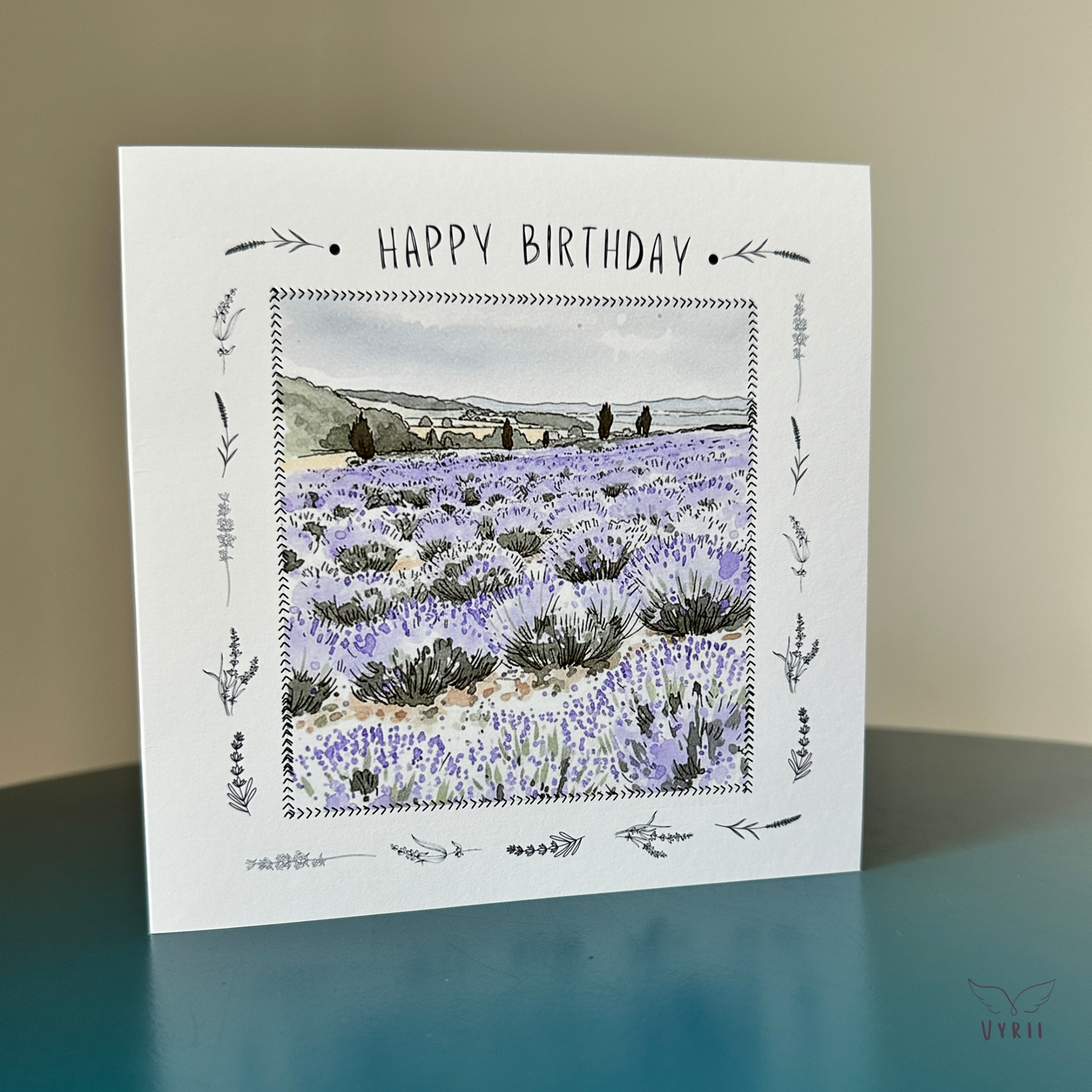 Lavender Greeting Happy Birthday Card