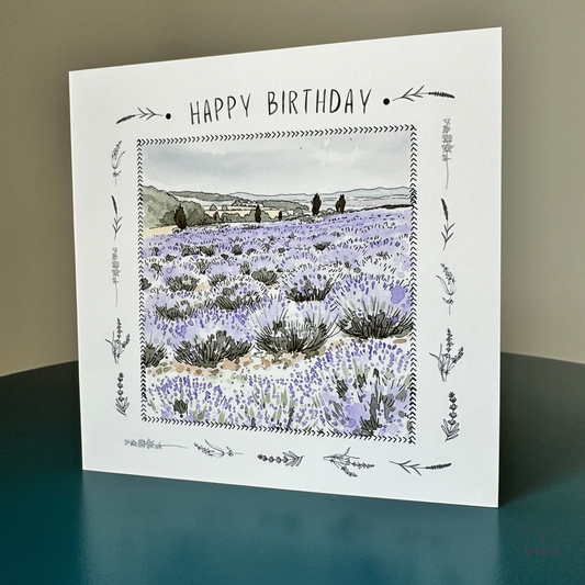 Lavender Greeting Happy Birthday Card