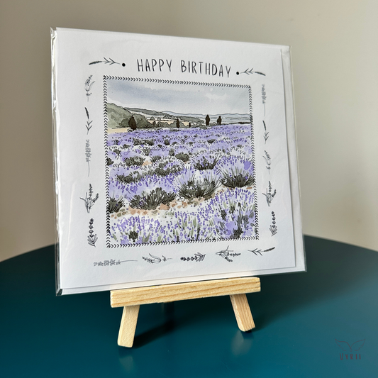 Lavender Greeting Happy Birthday Card